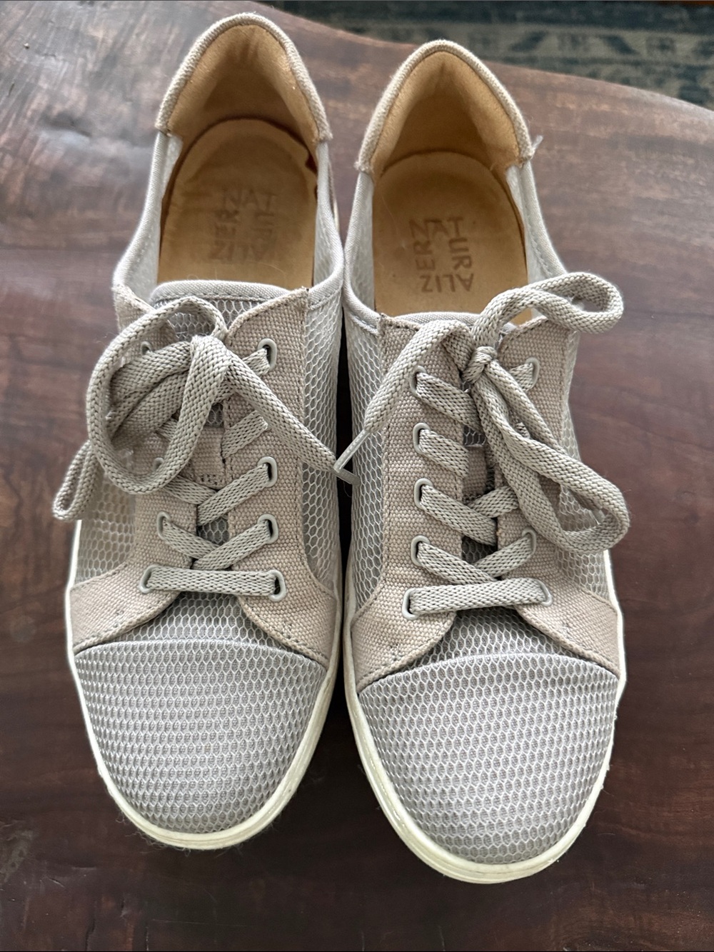 Naturalizer Women’s Beige Mesh Lace-Up Sneakers, Size 8.5